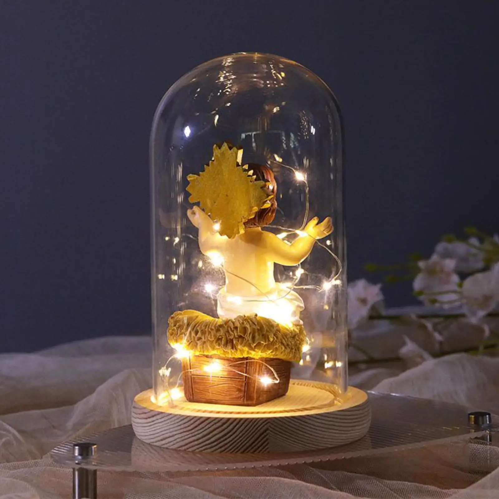 Baby Jesus Figure Mini Luminous Resin Saint Baby Jesus Figurine With Light Glowing Nativity Table Piece Decoration For Home