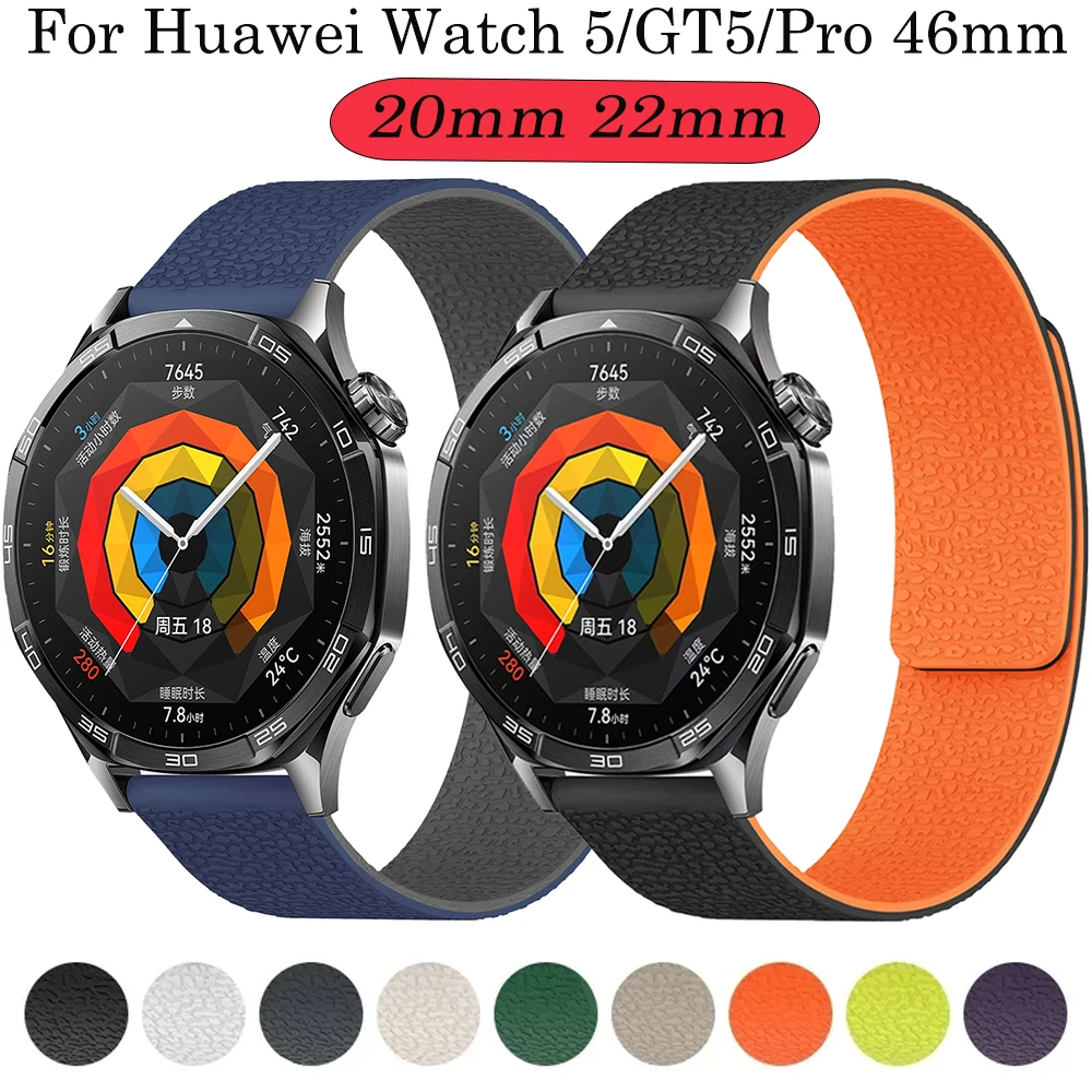 

Magnetic Silicone Strap for Huawei Watch 5/4/GT5/4/3/2 Pro 46mm Replace Wristband Samsung Galaxy Watch 7 6 5 4 Amazfit Balance 2