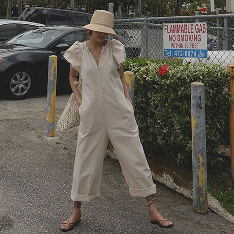 Luźne bawełniane spodnie damskie z szerokimi nogawkami, modne spodnie do noszenia na co dzień, długość 7/8, z wysokim stanem, styl koreański...