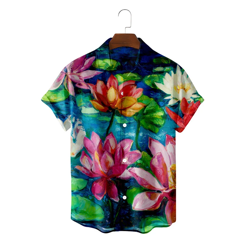 Hawaiian Beach Flower Graphic Shirts For Female Clothing Fashion Hawaii Coconut Tree Stripe 3D Print Short Sleeve Holiday Camisa