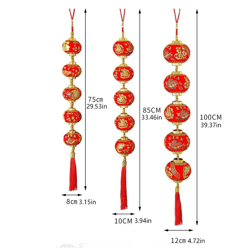 Massaal Nieuwjaar Rode Lantaarn String Chinese Stijl Traditionele Lucky Lantern Hanger met Kwastjes Zegen