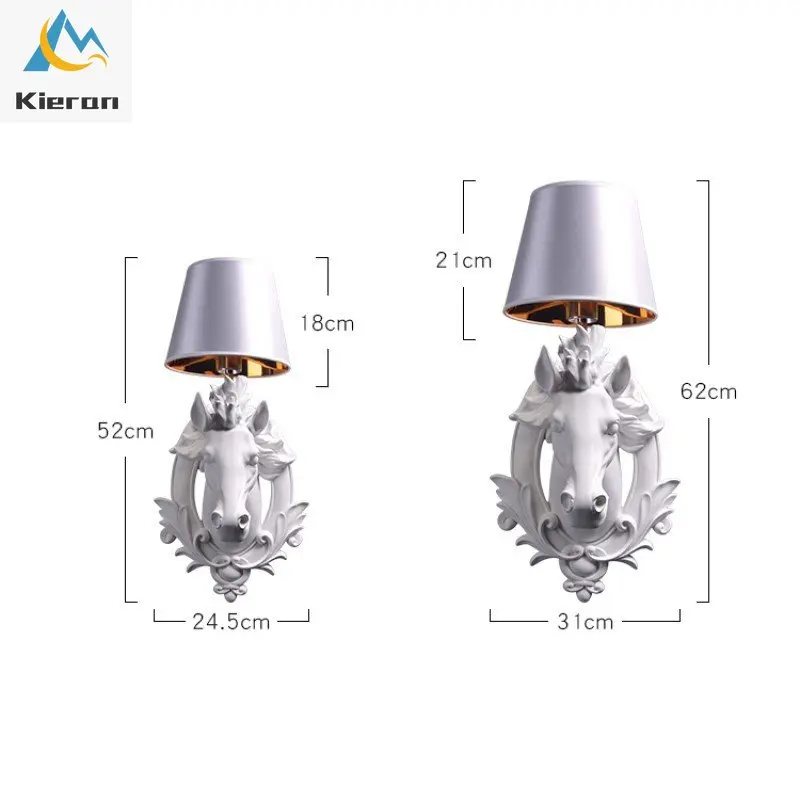 Imagem -06 - Moderno Simples Cavalo Cabeça Led Lâmpada de Parede Animal Wall Light Quarto Estudo Cabeceira Hotel Restaurante Resina Walllamp Living Room Decor