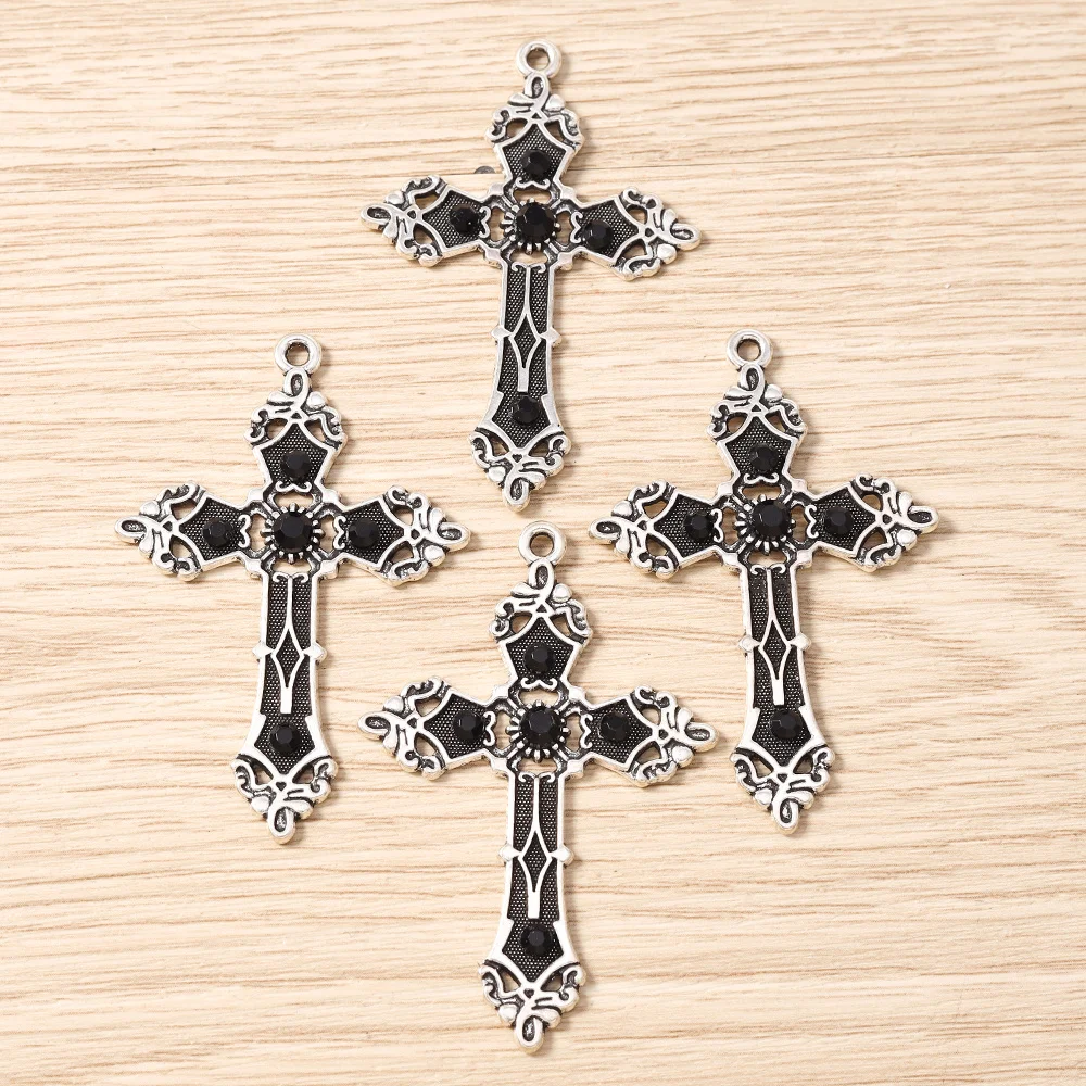Tusember 5 Stück 37*56mm Gotische Große Kreuz-Anhänger aus Legierung für DIY Schmuckherstellung, Halsketten, Schlüsselanhänger, Handgefertigte Kunstwerke – Detail 4