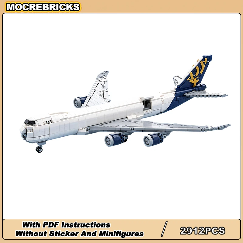 MOC Heavy Air Cargo Transport Aircraft Building Blocks Jumbo Detailed Interior Commercial Jet DIY Bricks Model Toy