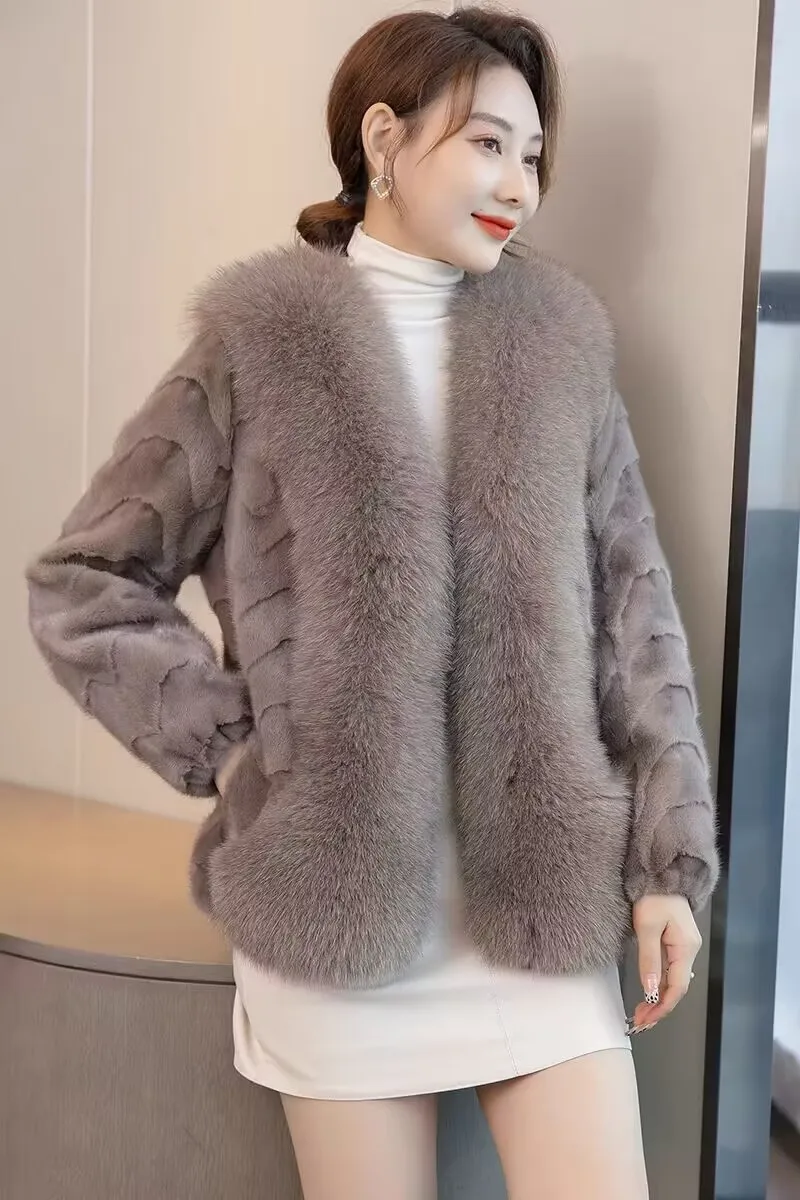 Natural 50CM Real Fox Fur Coat Women Winter Vest Jacket Fashion Outwear Real Fox Fur Vest Coat Free Shipping