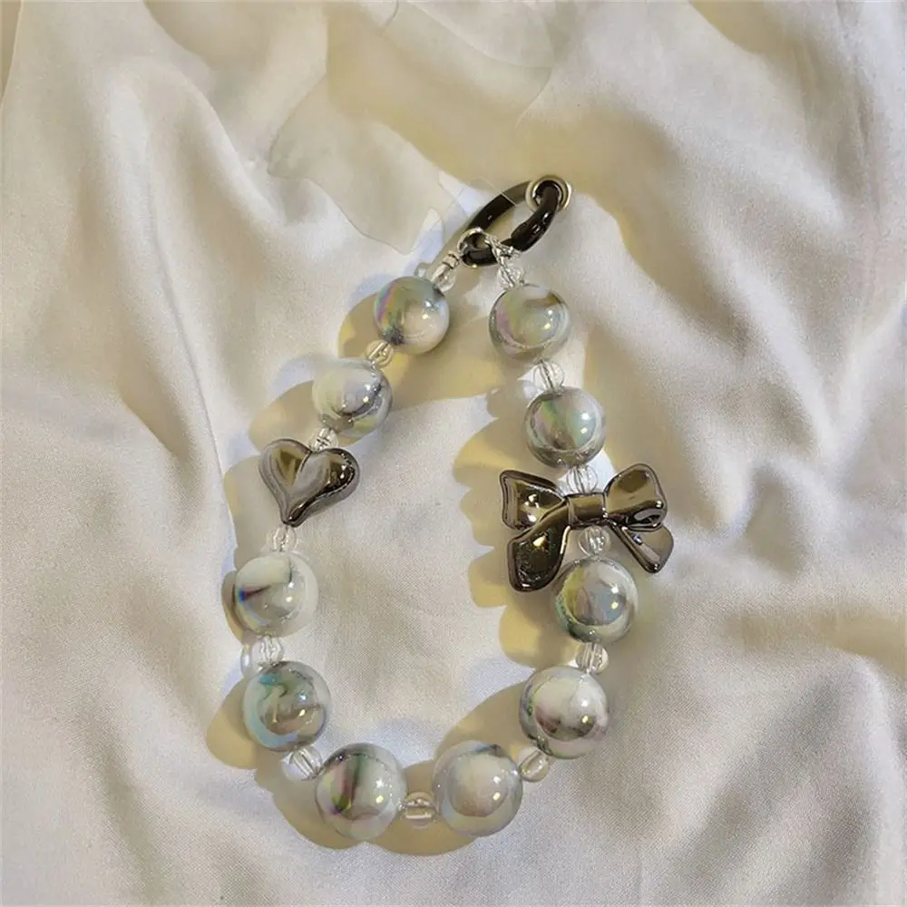 

Cartoon Bear Mobile Phone Lanyard Love Beads Short Style Beads Phone Chain Pendant Wrist Strap Cellphone Strap Hanging Cord