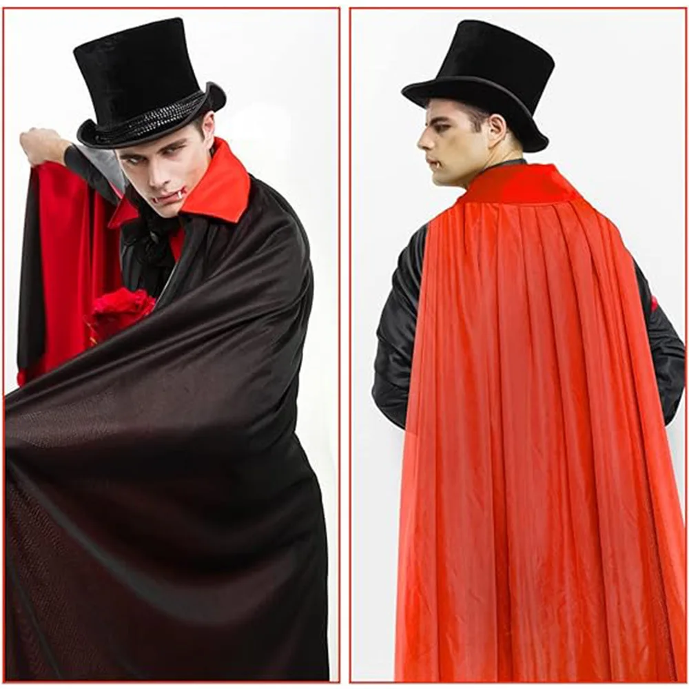 Red standing collar Halloween cape Death cape Black red single and double layer cape Pirate cape Witch cape