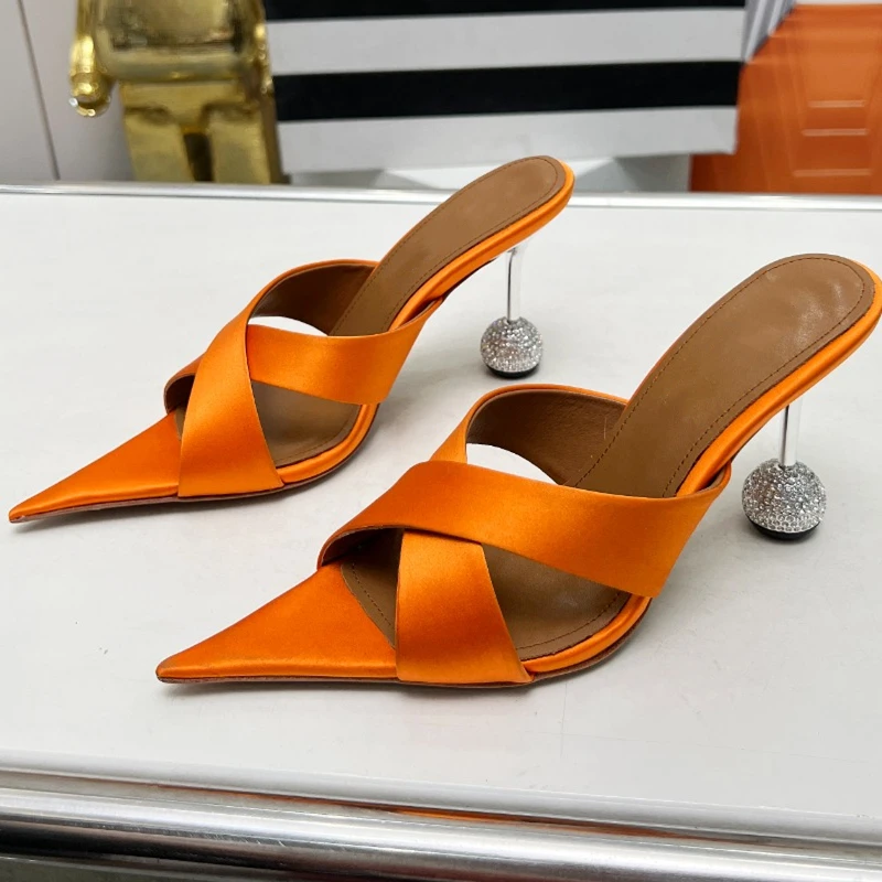 2024 New Woman High-heeled Shoes Ultra high heel design 9.5CM Genuine leather sole Sharp tip design High heeled sandals