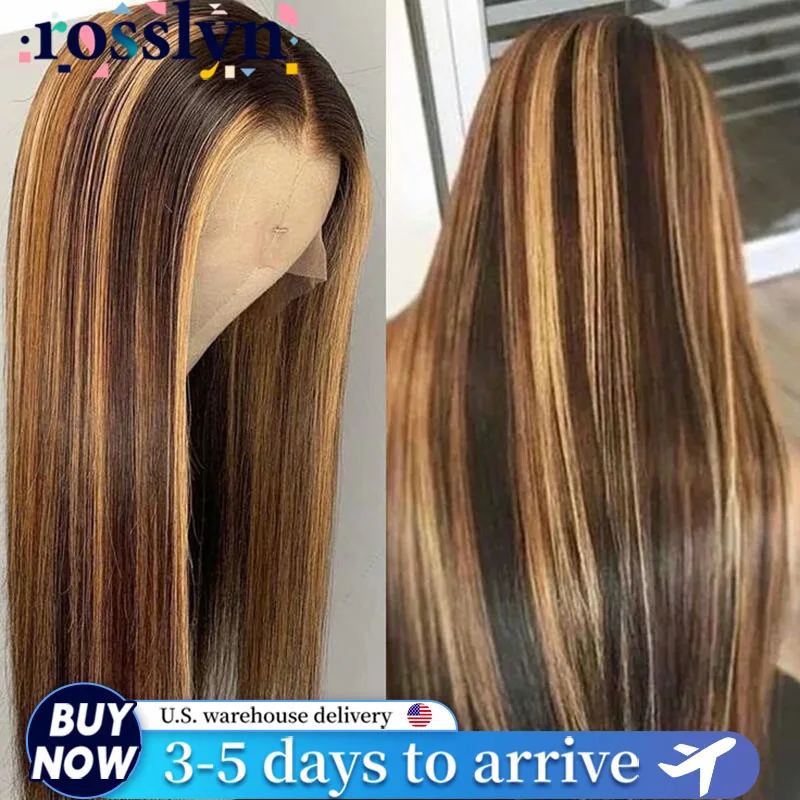 

Прямой парик Rosslyn с хайлайтами, парик из натуральных волос, HD-лента 13x6, цвет P4/27, с эффектом baby hair, предварительно выщипанный, распродажа, отбеленные узелки