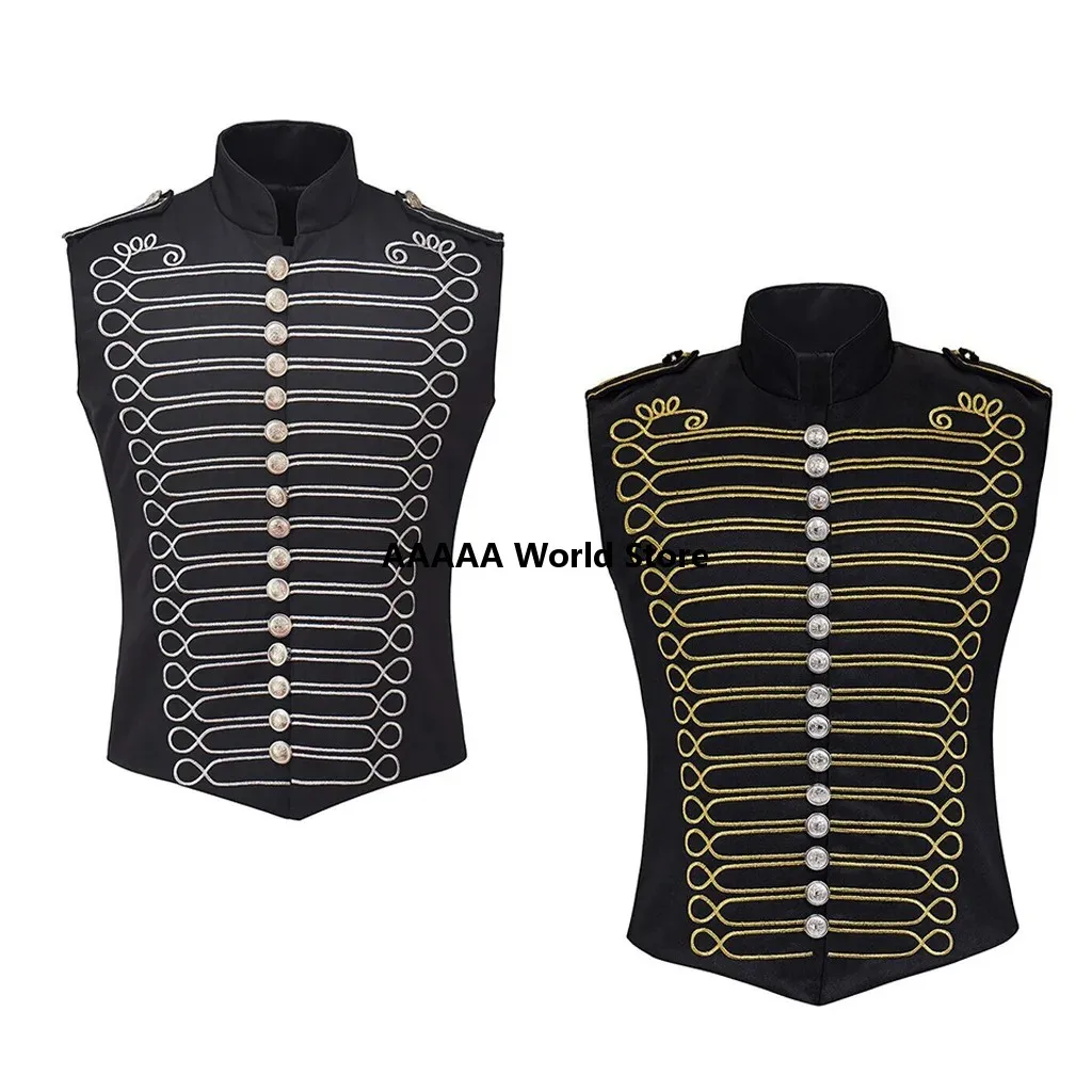 Mens Punk Rock Band Cosplay Vest Sleeveless Military Drummer Jacket Parade Costume My Chemical Romance view 2