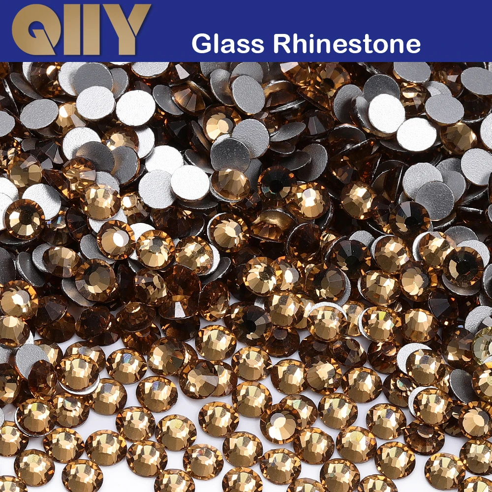 QIIY LT Colorado Topacio SS3-SS30 No Hot Fix Flatback Cristal Decoración Accesorios de cristal Prego Brillo Piedra Diamante
