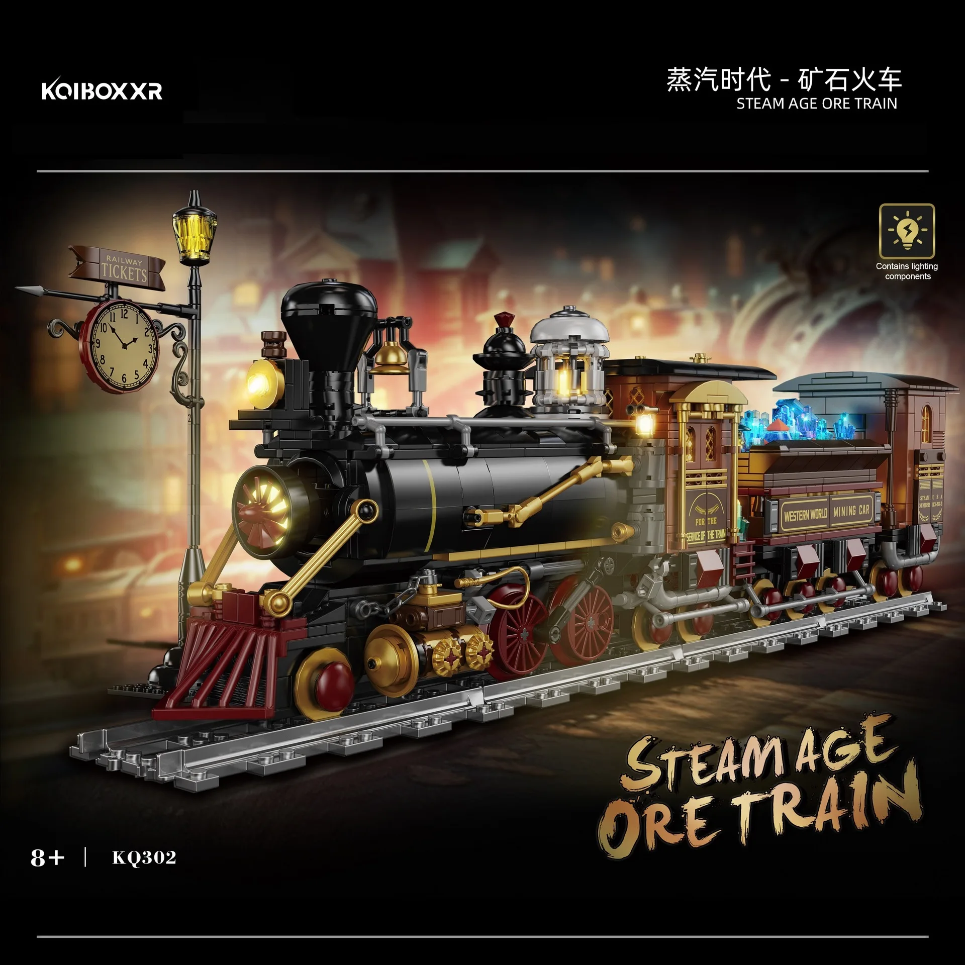 Tren de combustión interna, bloques de construcción, tren de mineral, líder de tren de vapor, modelo Orient Express, juguetes de ladrillos ensamblados para regalo de niños