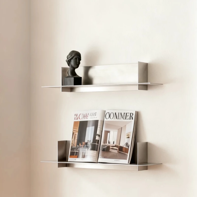 ‌Industrial Wall Floating Bookshelf Creative Modular Storage Rack Living Room Display Organizer Stainless Steel Retail Shelf