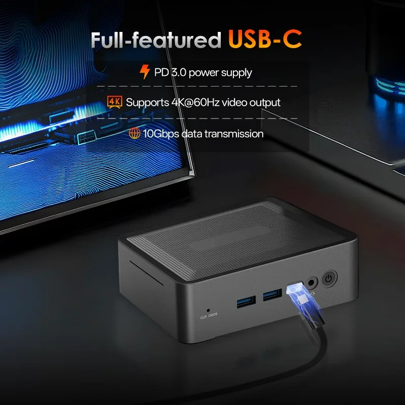 Blithe U58 Light Gaming Sleek Desktop PC Ryzen7 5825U Mini PC, 2×DDR4 3200MHz M.2 SSD+HDD Win11 Pro WiFi6 BT5.2 Corporate Work