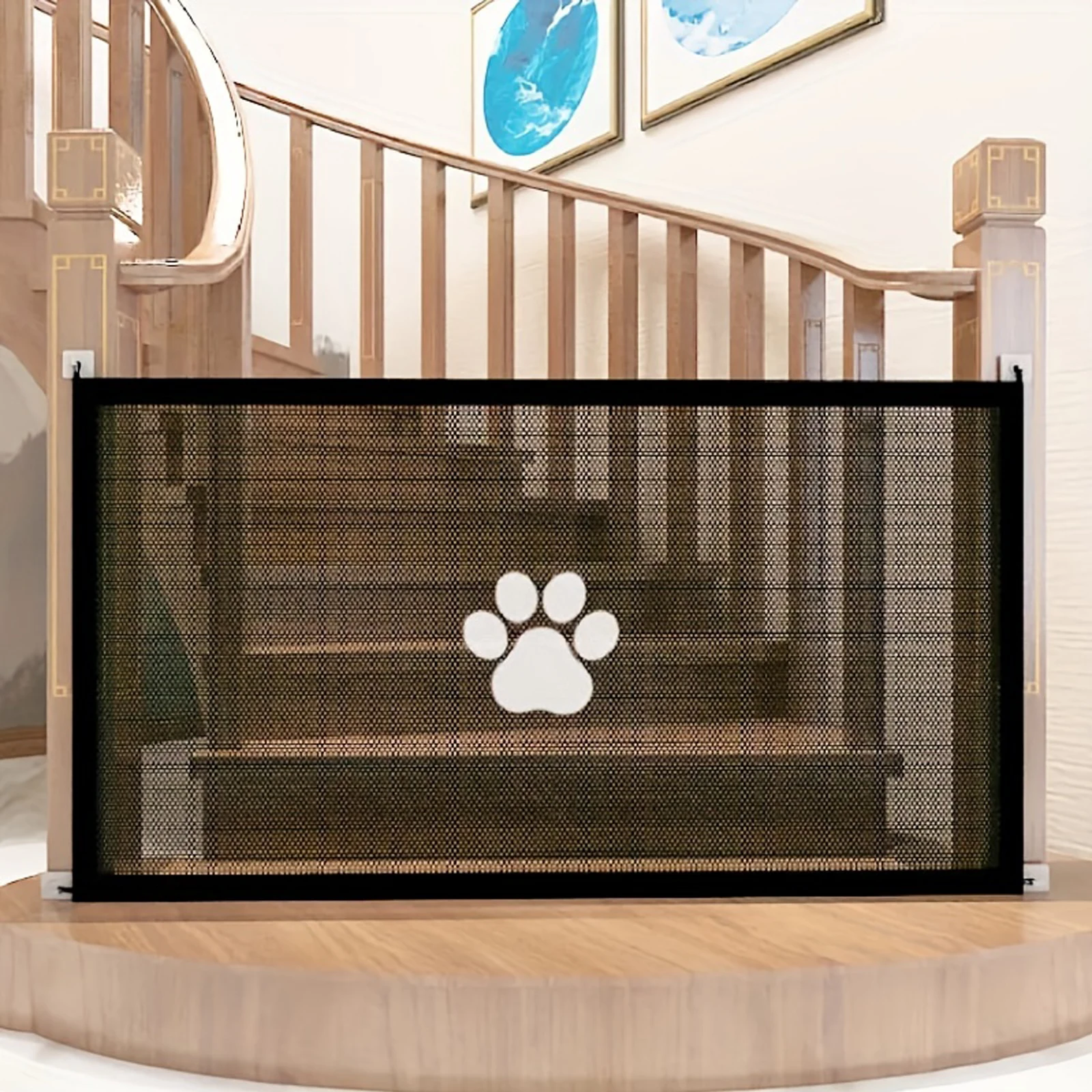 1pc Safety Protection Mesh Pet Gate Fence, No Drilling Isolation Net, Baby Gate Retractable Gates for Stairs, Doorways, Hallways