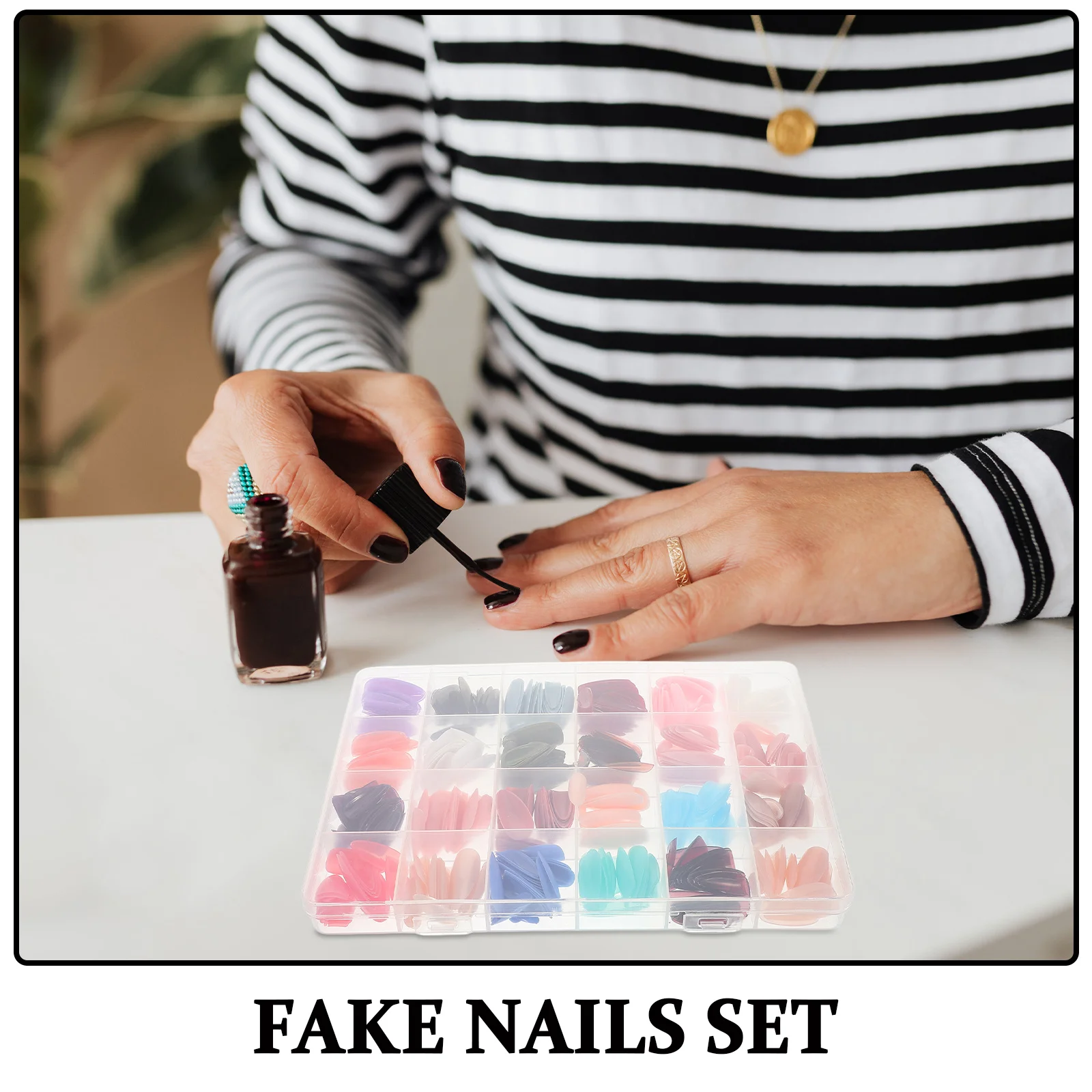 1박스 프레스온 네일 키트 풀커버 가짜 손톱 팁 짧은 인조 손톱 세트 여성용 무광택 마감 간편하게 적용 가능한 매니큐어 디자인