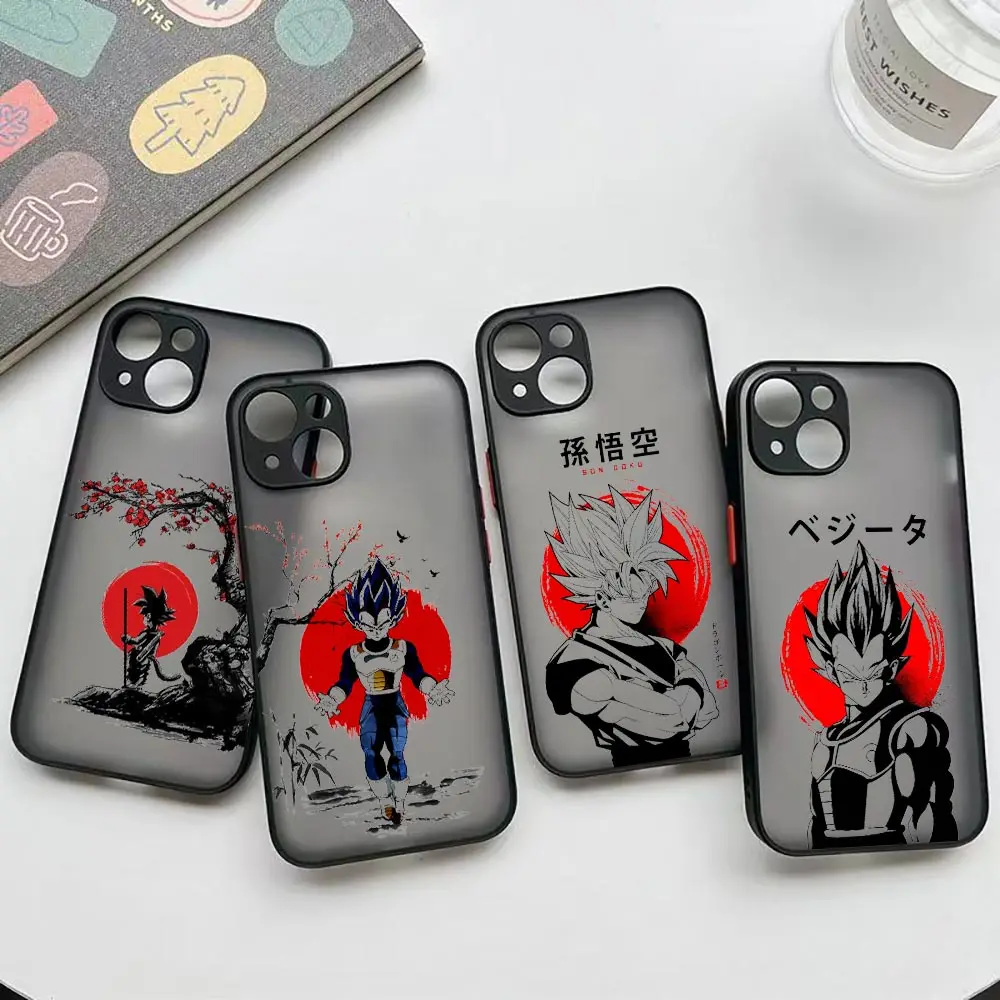 Comics Gokus Vegeta Phone Case For iPhone 16 ProMax 14 13 12 11 16 Plus Mini 15 16 Pro Max Funda D-Dragon Balls Matte Back Cover