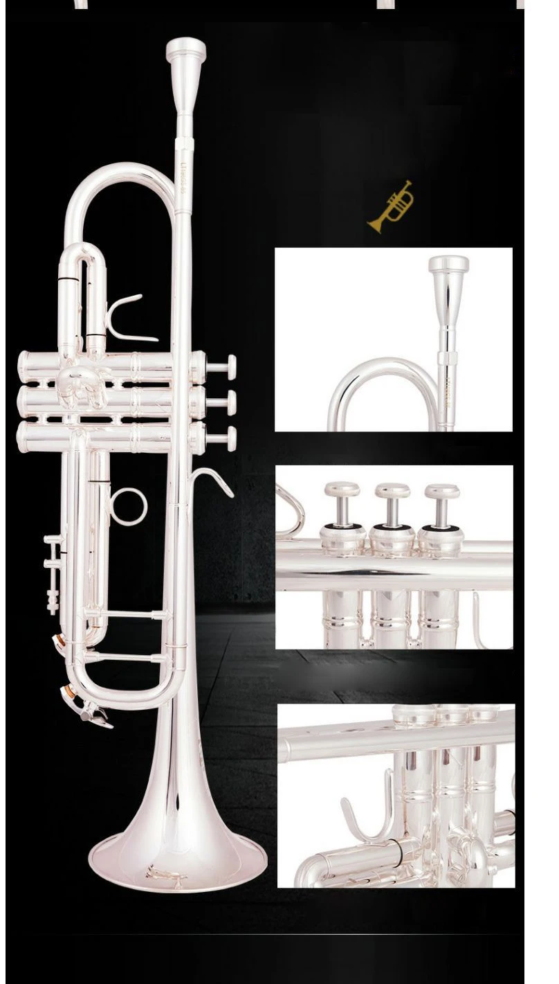 Bach high quality Trumpet Model LT198gs-85 plate with silver gold-plated Trumpete trompete with Original case Musical Instrument