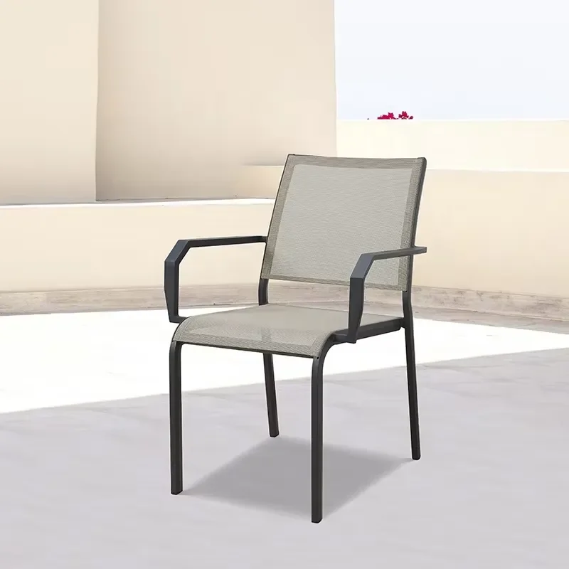 Comfortable Best Patio Cafe Armchairs Outdoor Garden Dining Chairs for Teslin Aluminum Furniture