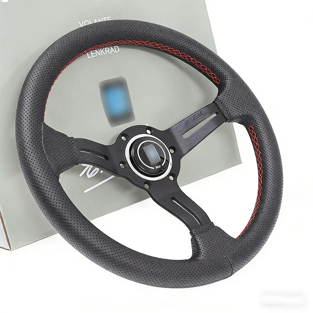 Car modification steering wheel, 13-inch concave flower frame, red line racing competitive steering wheel