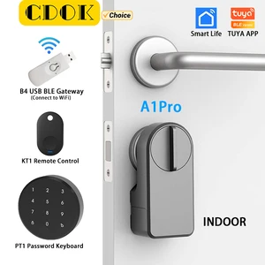 CDOK A1Pro Tuya Bluetooth smart lock is installed on the traditional door lock manual knob to achieve smart unlocking