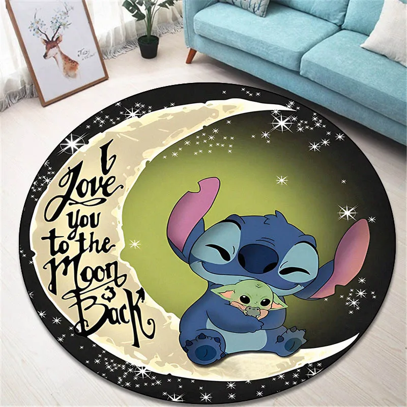 3D cartoon Lilo&Stitch printed round carpet living room bedroom non-slip carpet floor mats bedroom decor area rug birthday gift