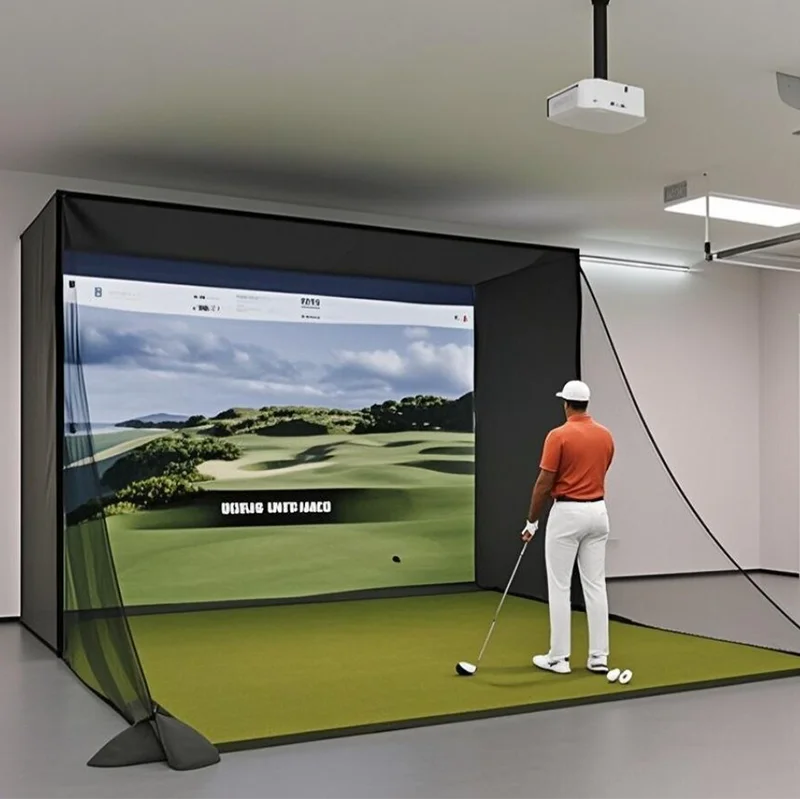 2026 Hot Selling Golf Simulator Enclosure Nets 10 X 8 ft with HD Impact Display Screen for Indoor Outdoor Golf Practicepromote s