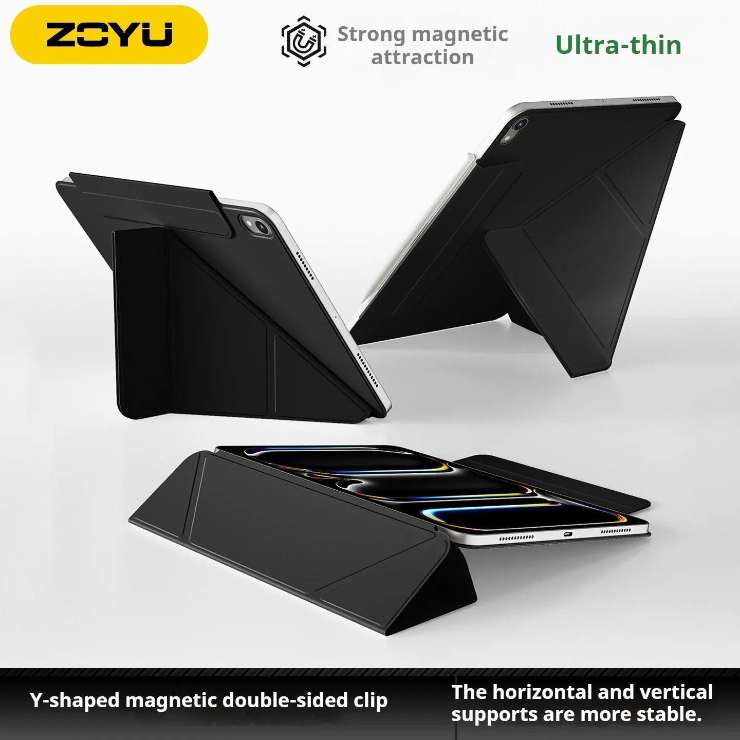 ZOYU 3Y Folding Magnetic Case for iPad A16 11/10th Gen,Buckle Design,Fit iPad Air 4/5/6/7/8/Mini 6/7/Pro 11 12.9 13 Tablet Case