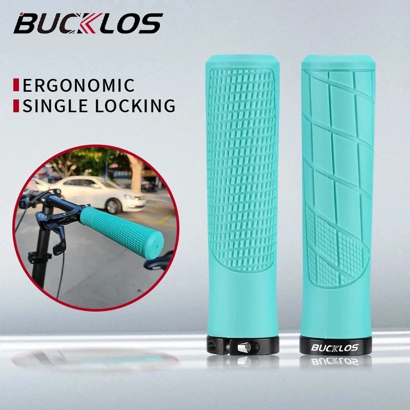

BUCKLOS Rubber Handlebar Grip Fold Balance Bike Grips Shockproof Non-slip Mountain Bicycle Grip Aluminum Alloy Lock on MTB Cuffs