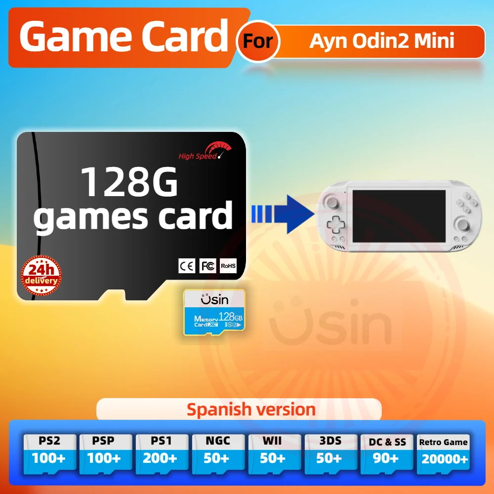 Memory Game Card For Ayn ODIN2 Mini Odin 2 Spanish Version Retro PS2 PSP Games Android Gaming portable Console SD H-speed 128G