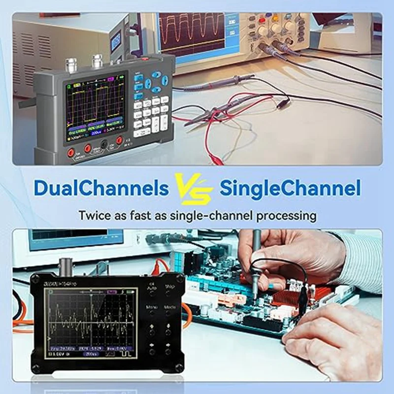 1Set 2-Channel Handheld Oscilloscope 120Mhz Bandwidth 500Msa/S + Digital Multimeter Tester 3-In-1