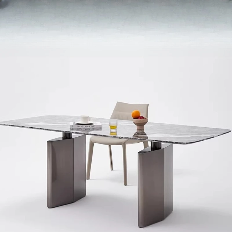 Italian minimalist marble dining table rectangular 1.8 meters, household high-end dining table designer model