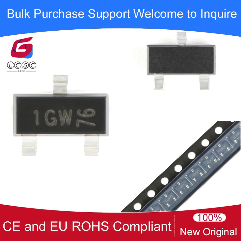 20-100Pcs/Lot Original BC847C,215 3-Pin 45V 100mA NPN General-Purpose Transistors Bipolar Junction Transistor Code 1GW