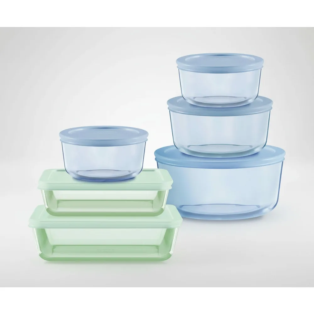 

12-Piece Glass Food Storage Set, BPA-Free Lids, Microwave/Dishwasher/Freezer Safe, Nesting Design for Compact Kitchen Storage