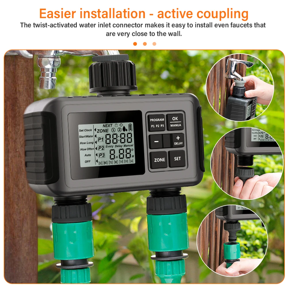 Yieryi Sprinkler Timer Smart Dual Water Timer Garden Farm Irrigation Controller Programmable Irrigation Timed Watering Valve