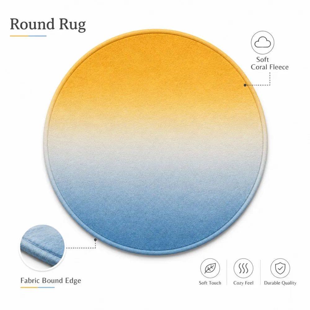 

ESRBSO Sunset Gradient Round Rug Soft Flannel Floor Mat Non-Slip Coral Fleece Carpet for Bedroom Bathroom Living Room Home Decor