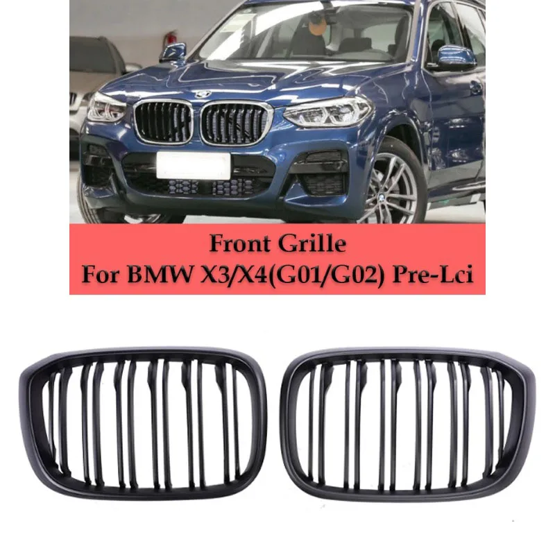 Car Front Kidney Replacement Glossy Black Single Double Grill Grille For BMW G01 X3 G02 X4 2018-2022 Front Grille Racing Grills