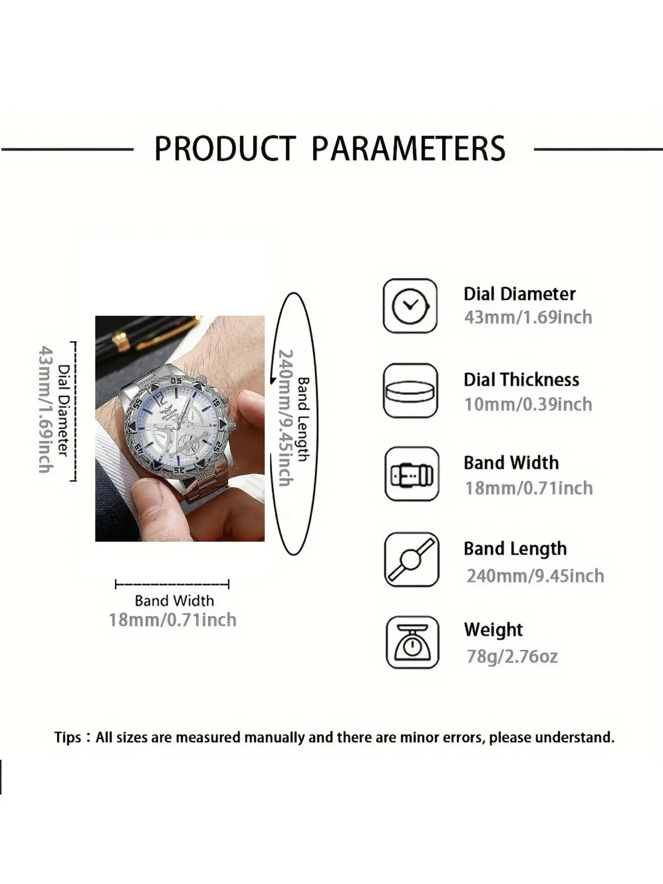 5-Piece Men's Business Quartz Watch Set with Faux Three-Eye Dial