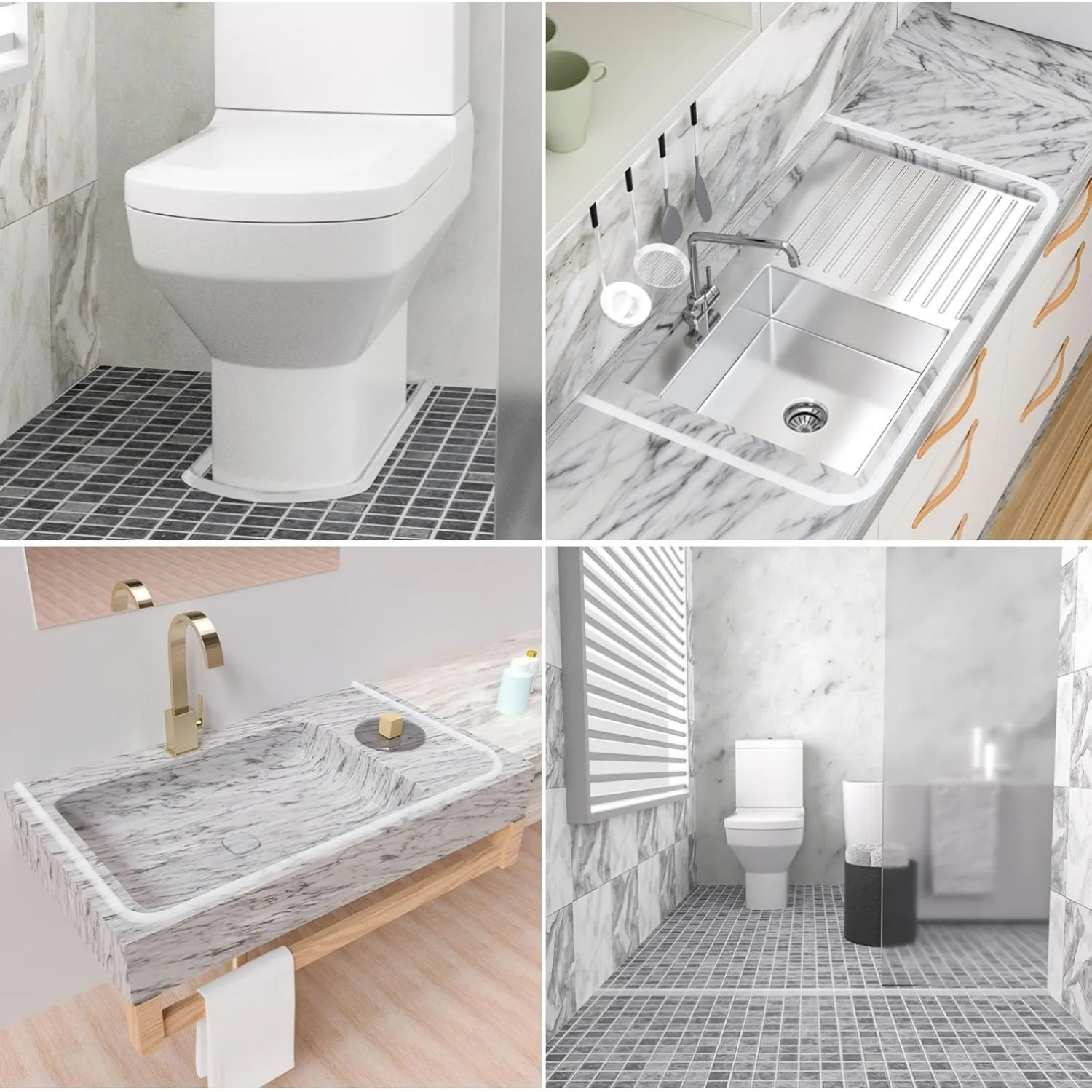 0,5–3 m selbstklebende, biegbare Wassersicherung aus Silikon, Duschbarriere, Hoch für Badezimmer-Trennung, Duschzubehör – Detail 8