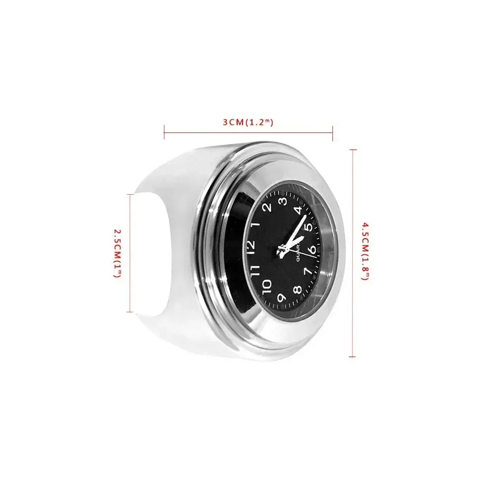2pcs 22-25mm Motorcycle Handlebar Clock Thermometer Luminous Waterproof Dial Motorbike Handlebar Mount For Yamaha Kawasaki Etc