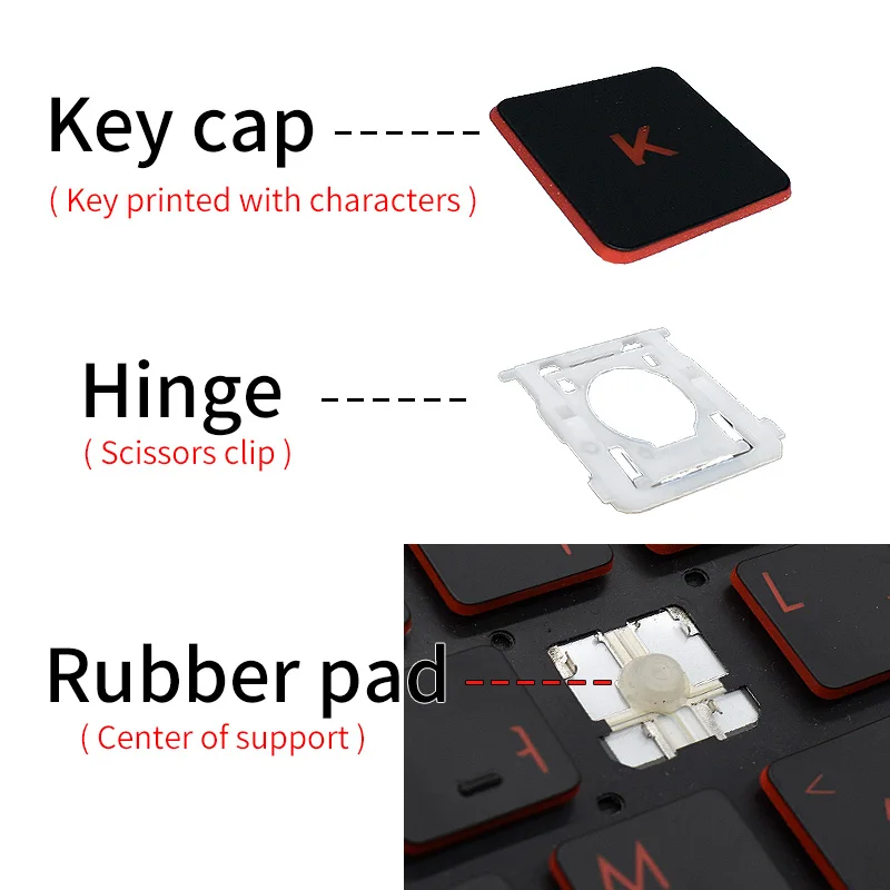 Teclado portátil para ASUS ACER HP DELL IBM lenovo Xiaomi HUAWEI Samsung MSi LG Apple HASEE SONY cap Keycap y reemplazo de bisagra