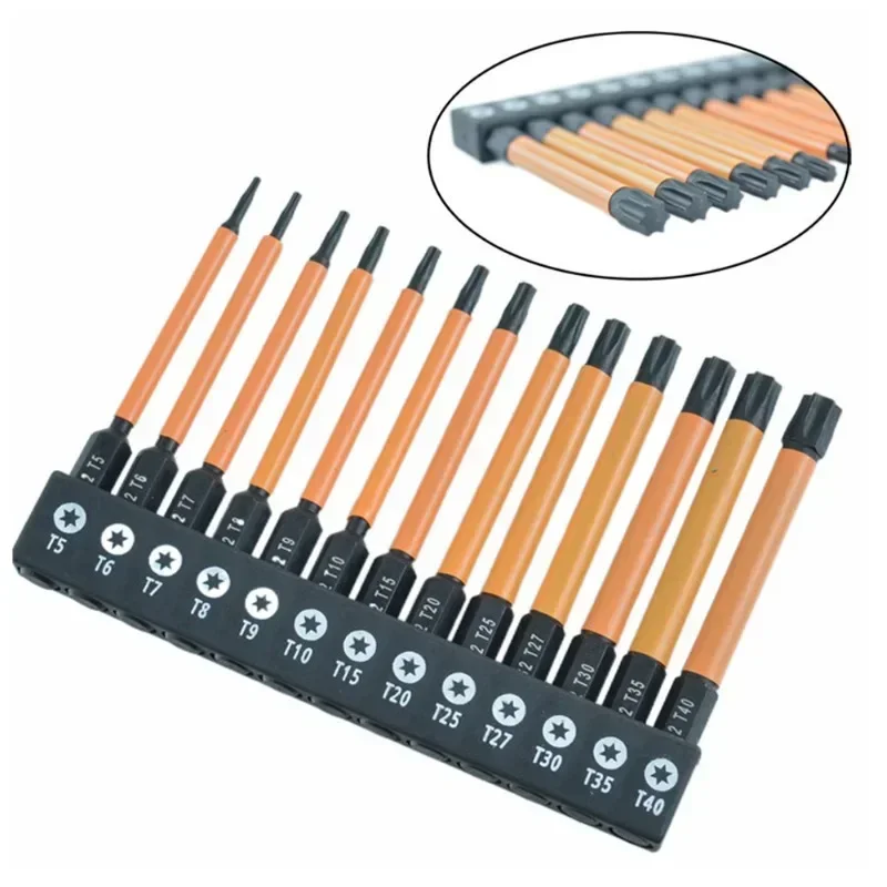 

Allen Wrench Drill Bit Set 13 Pcs 75/100/150mm T5-T40 Solid Six Star Plum Bit Magnetic Tool Parts