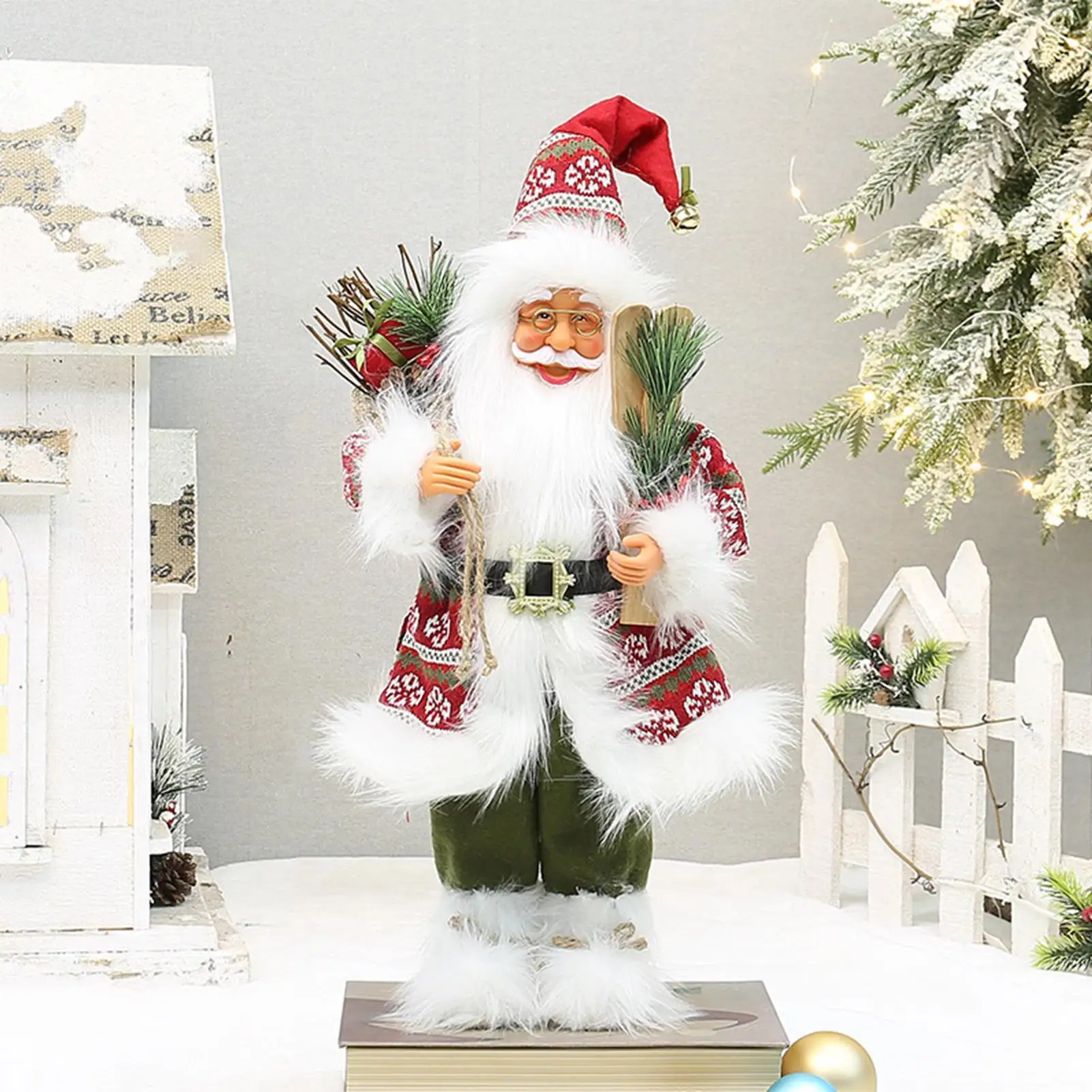 Santa Decorations Indoor Christmas Santa Claus Statue Holiday Table Centerpieces For Celebration Party Fireplace Dining Table