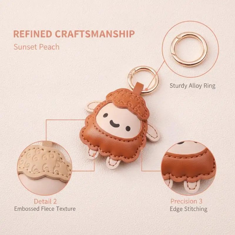 【!】Niedlicher PU-Schaf-Schlüsselanhänger, Cartoon-Lamm-Schlüsselring, Kawaii-Tier-Taschenanhänger, Anhänger für Rucksack, Handtasche, Deko, Geschenk – Detail 3