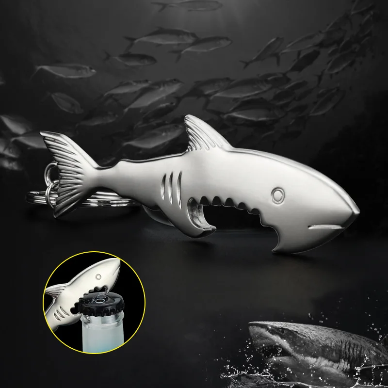 Sea Fish beer bottle opener key chain shark bottle opener keychain multifunction jewelry gift key cover factory promotion