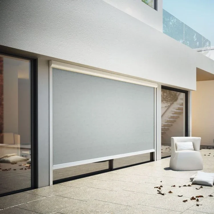 2026 Factory Price External Roller Blinds Remote Control Windproof Motorized Zip Screen Outdoor Roller Blinds
