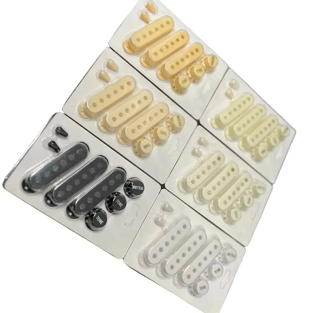 Vintage White ST Control Kit Single Coil Pickup Cover with 2T/1V Knobs And Switch Tip Japanese-Made Guitar Parts Acces