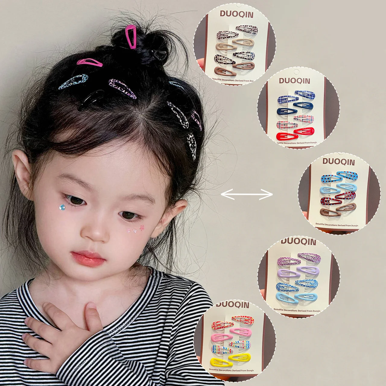 8Pcs/Set Leopard Print Kids Hair Clips Polka Dot Snap BB Clip Small Barrettes No Harm Baby Hairpins Children Girl Hair Accessory