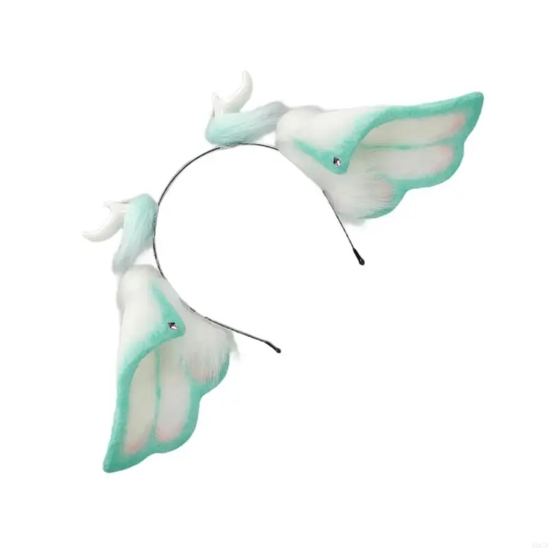 M6CD Bendable Fantasy Creature Horn Hairband Plush Roleplay Party Hairhoop Decoration