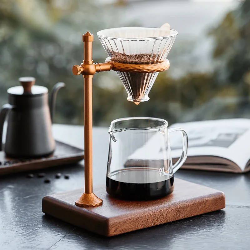 

Luxury Wooden Dripper Coffee Filter Holder, Coffee Tools Set, Cafe Paper Filter, Glass Cone Cup Stand for Coffee Corner
